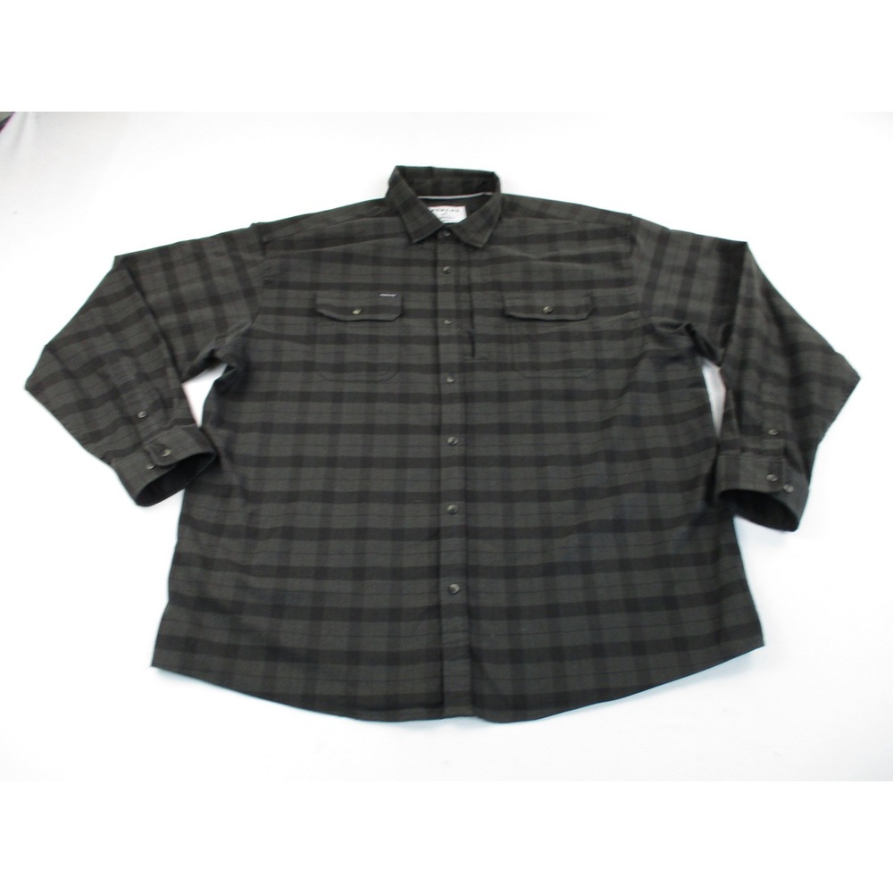 Poncho Shirt Men XXL Gray Plaid Regular Fit Magnetic Pockets Outdoor Utility